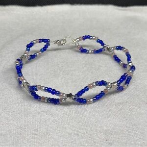 Dazzling Blue and Silver Beaded Bracelet